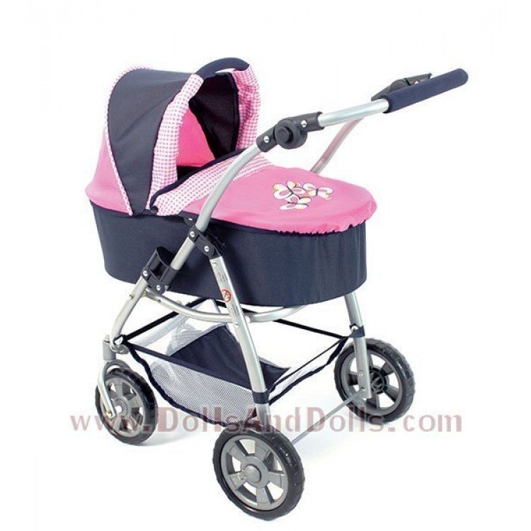 Emotion 2 in 1 carrozzina per bambole 77 cm - Combinazione sedia e navicella - Bayer Chic 2000 - Rosa e blu marino