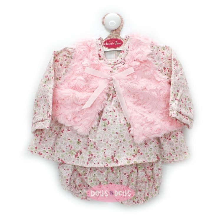 Completo per bambola Antonio Juan 52 cm - Collezione Mi Primer Reborn - Abito a fiori con gilet rosa