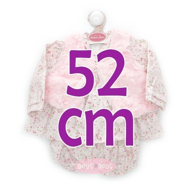 Completo per bambola Antonio Juan 52 cm - Collezione Mi Primer Reborn - Abito a fiori con gilet rosa