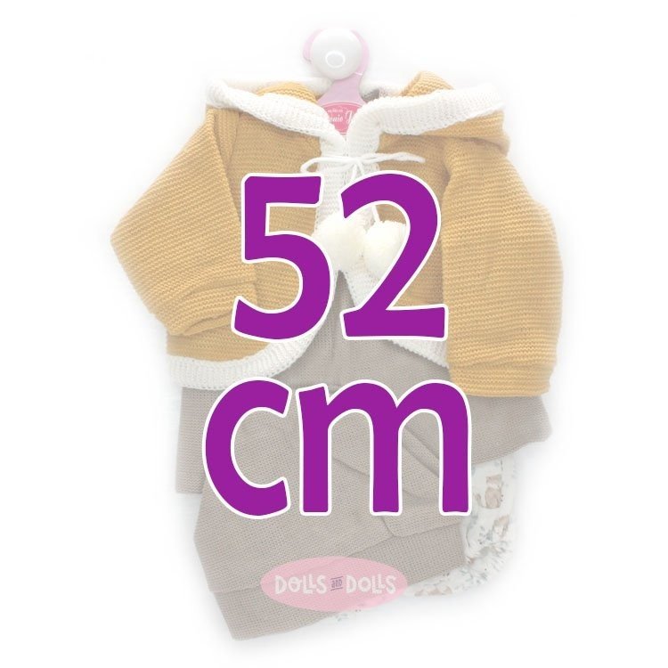 Completo per bambola Antonio Juan 52 cm - Collezione Mi Primer Reborn - Completo marrone e senape