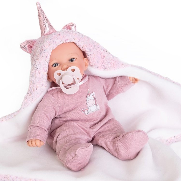 Bambola Antonio Juan 27 cm - Piccole parole Petit con un berretto di unicorno