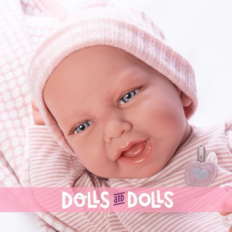 Bambola Antonio Juan 42 cm - Carla neonata con muffole e biberon