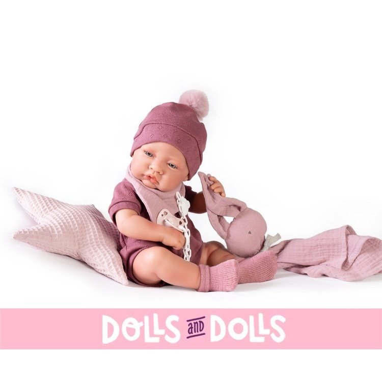 Bambola Antonio Juan 42 cm - Neonato con coniglietto dou dou e cuscino stella