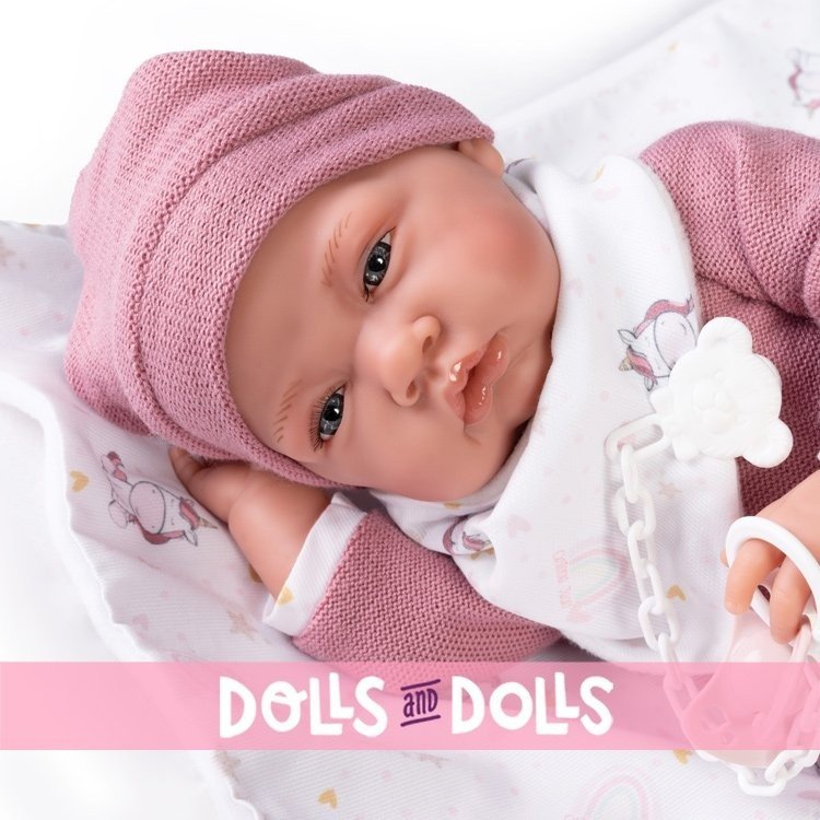 Bambola Antonio Juan 42 cm - Neonato con coperta unicorno