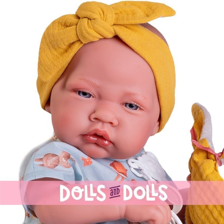 Bambola Antonio Juan 42 cm - Neonata di primavera con una piccola borsa per voi