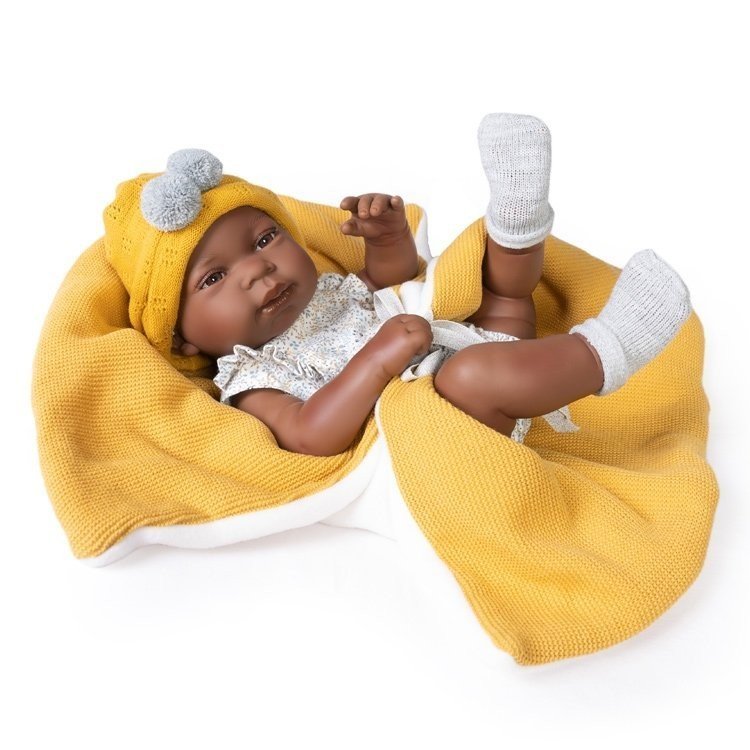 Bambola Antonio Juan 42 cm - Coppia mulatta appena nata con coperta