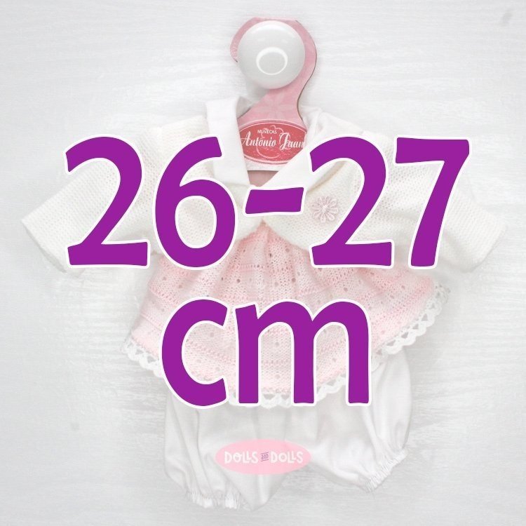 Completo per bambola Antonio Juan 26-27 cm - Abito rosa a righe con giacca bianca