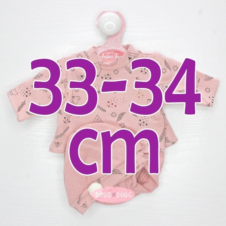 Completo per bambola Antonio Juan 33-34 cm - Set rosa con cappello