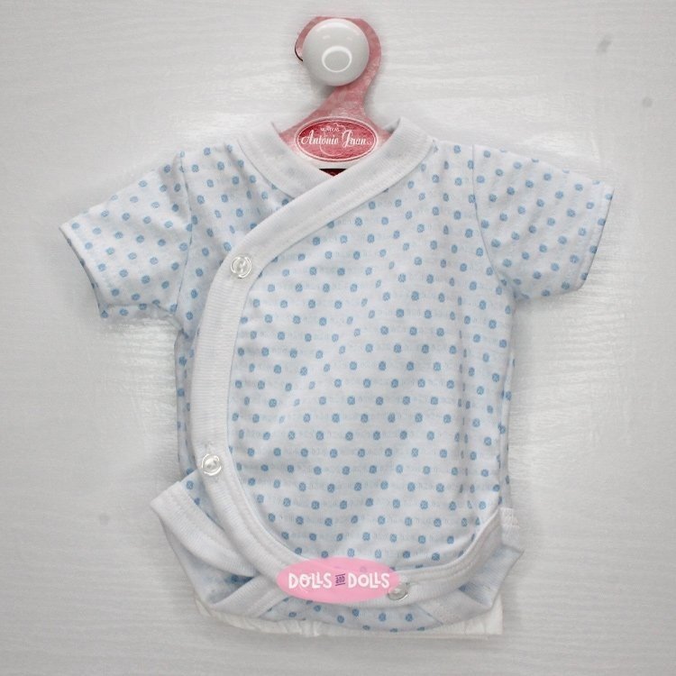 Completo bambola Antonio Juan 40 - 42 cm - Collezione Sweet Reborn - Body a pois blu con pannolino
