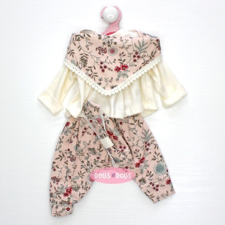 Completo bambola Antonio Juan 40 - 42 cm - Collezione Sweet Reborn - Ensemble floreale con sciarpa e fascia per capelli