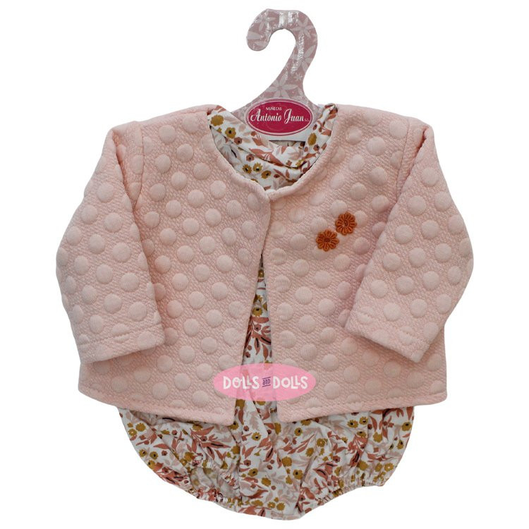 Completo per bambola Antonio Juan 40-42 cm - Tutina a fiori con giacca rosa