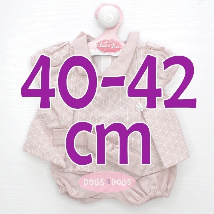Completo per bambola Antonio Juan 40-42 cm - Abito rosa stampa geometrica con fascia