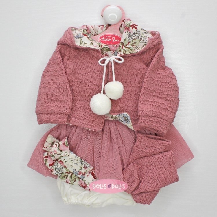 Completo per bambola Antonio Juan 40-42 cm - Abito a fiori e tulle con giacca, cerchietto e stivaletti
