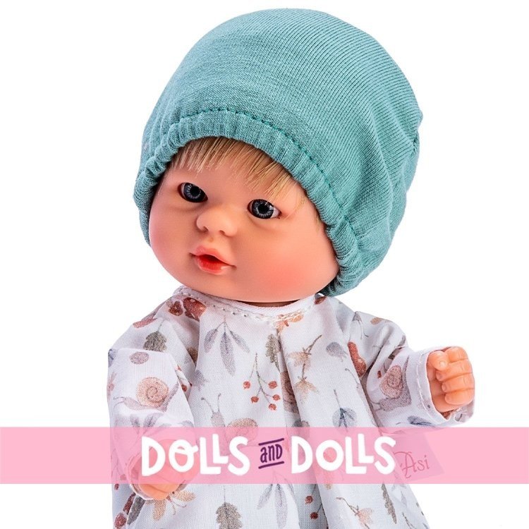 Bambola Así 20 cm - Bambino Bomboncín con camicia a forma di lumaca, ghetta e cappello verde