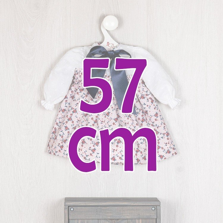Completo per bambola Así 57 cm - Abito con gonna a fiori rossi e camicia bianca per bambola Pepa