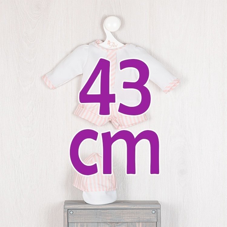 Completo per bambola Así 43 cm - Completo di pantaloni a righe rosa per bambola Pablo
