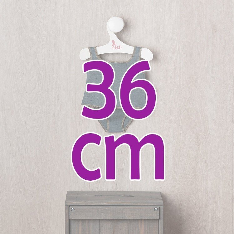 Completo per bambola Así 36 cm - Biancheria intima in maglia blu per bambola Alex