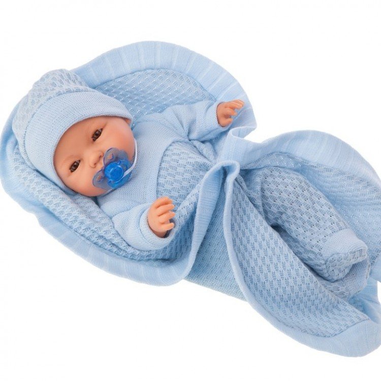 Bambola Antonio Juan 37 cm - Bimbo con coperta blu
