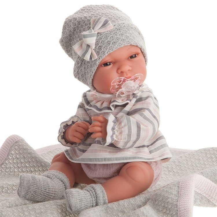 Bambola Antonio Juan 33 cm - Baby Toneta con coperta grigia