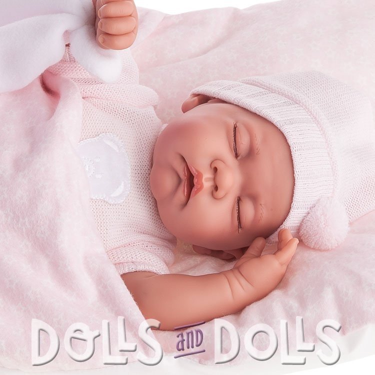 Bambola Antonio Juan 40 cm - Luna con cuscino-sacco nanna rosa