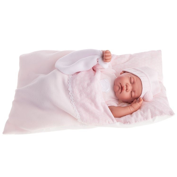 Bambola Antonio Juan 40 cm - Luna con cuscino-sacco nanna rosa