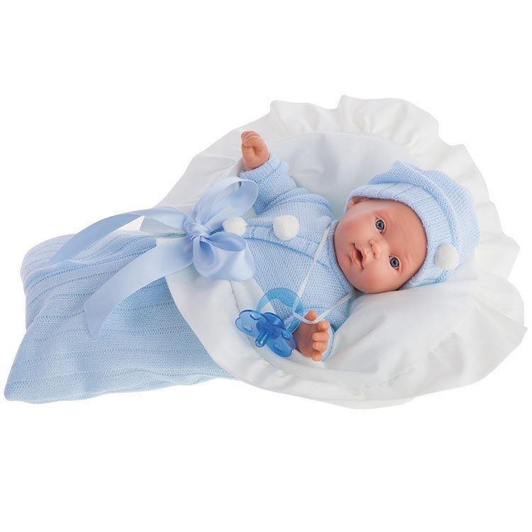 Bambola Antonio Juan 27 cm - Kiko con coperta in lana blu