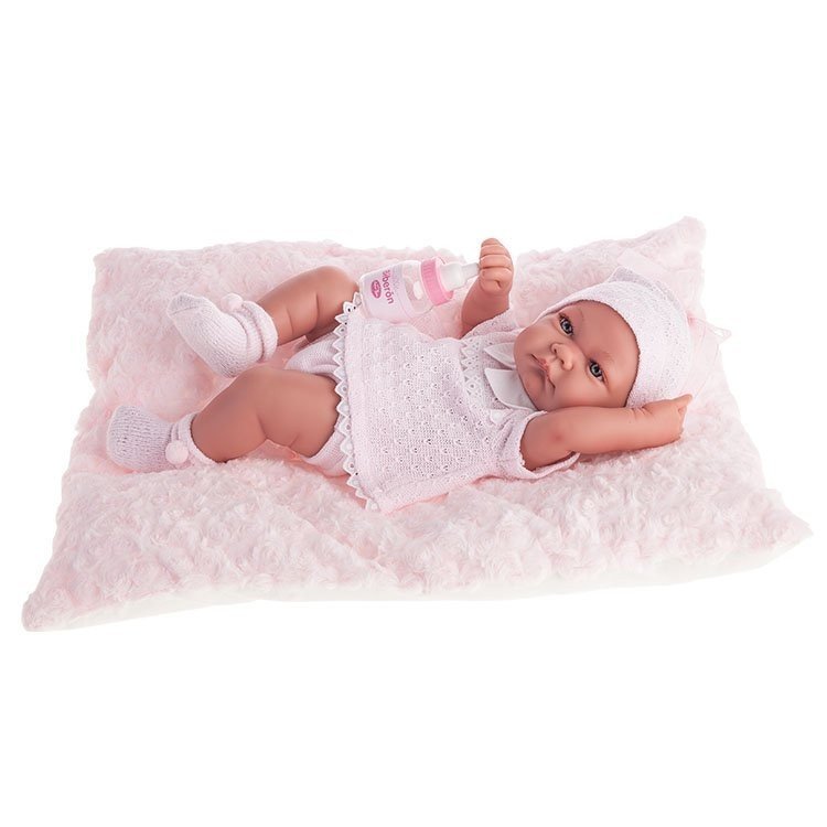 Bambola Antonio Juan 42 cm - Bambola Nica neonata con cuscino e bottiglia