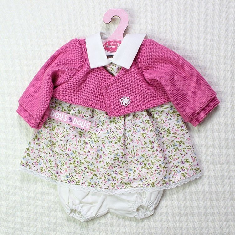 Completo bambola Antonio Juan - Abito floreale con giacca fucsia 40 - 42 cm