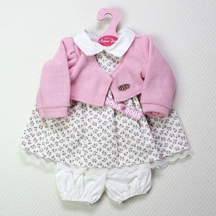 Completo bambola Antonio Juan - Abito floreale con giacca rosa 40 - 42 cm