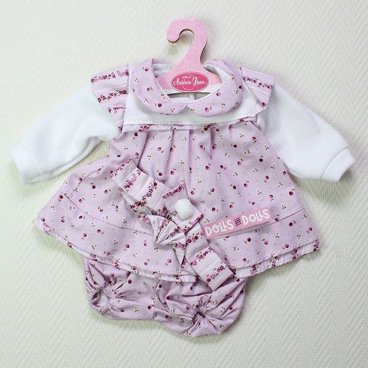 Completo bambola Antonio Juan - Abito e fascia a fiori lilla e bianchi 40-42 cm