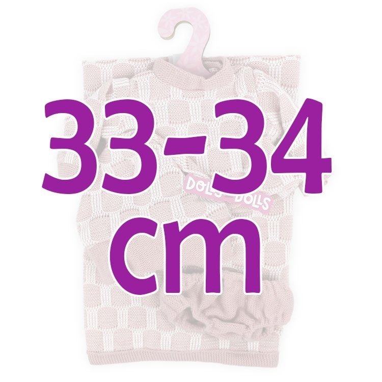Completo bambola Antonio Juan 33-34 cm - Completo rosa in maglia con cappello e coperta abbinati