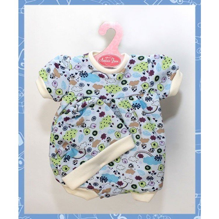 Pijama stampato azul con gorro 40-42 cm