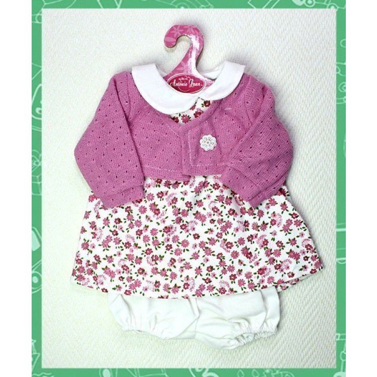 Vestido flores con chaqueta rosa fuerte 40-42 cm