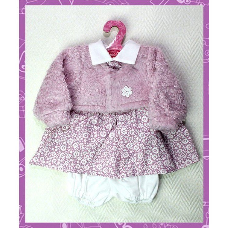 Vestido rosa de flores con chaqueta rosa 40-42 cm