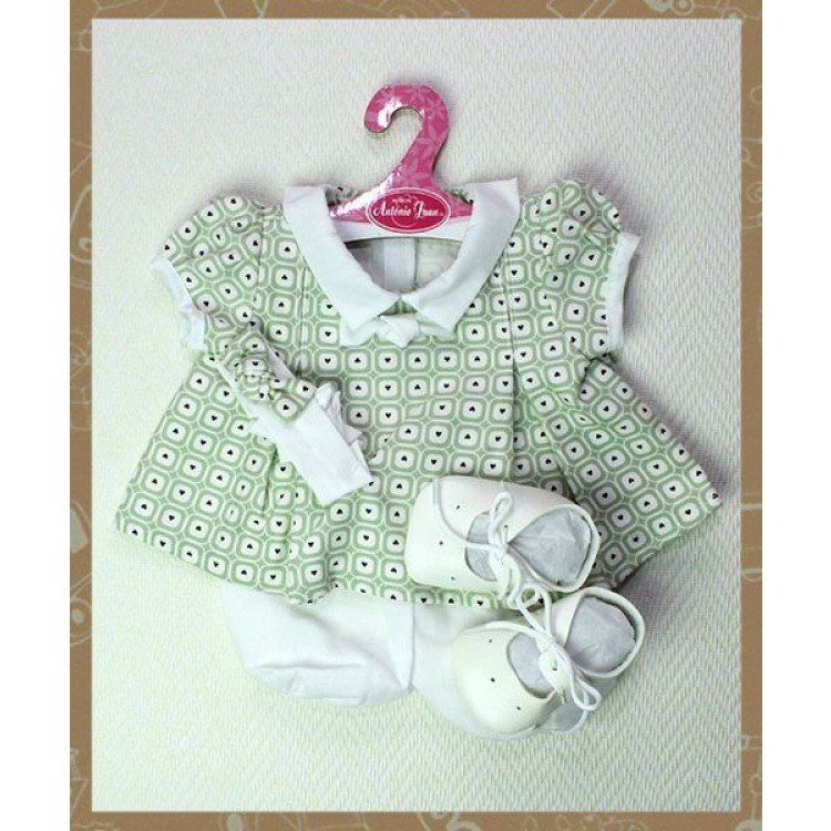 Vestido cuadrados con corazón con zapatos y diadema 40-42 cm