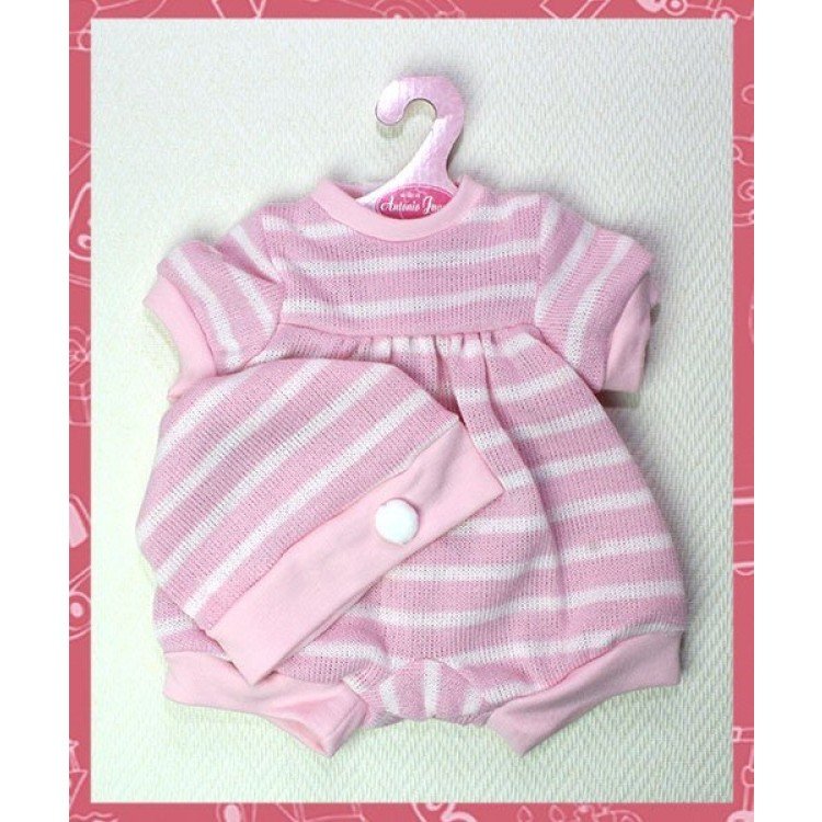 Pelele rosa rayas con gorro 40-42 cm