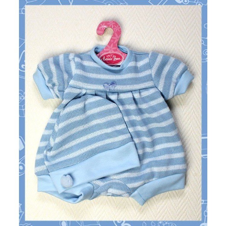 Pelele azul rayas con gorro 40-42 cm