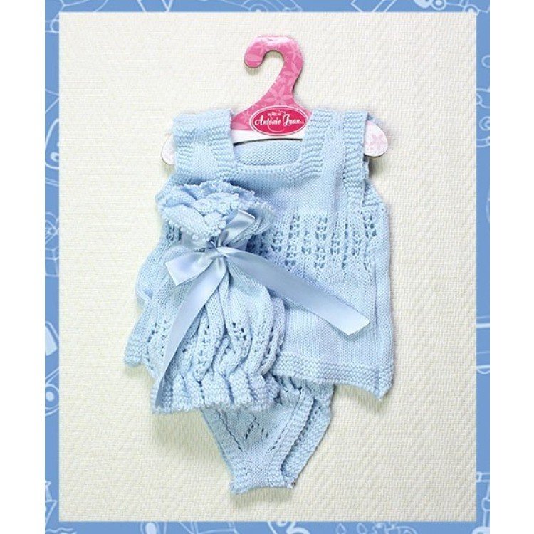 Conjunto algodón azul tres piezas 40-42 cm