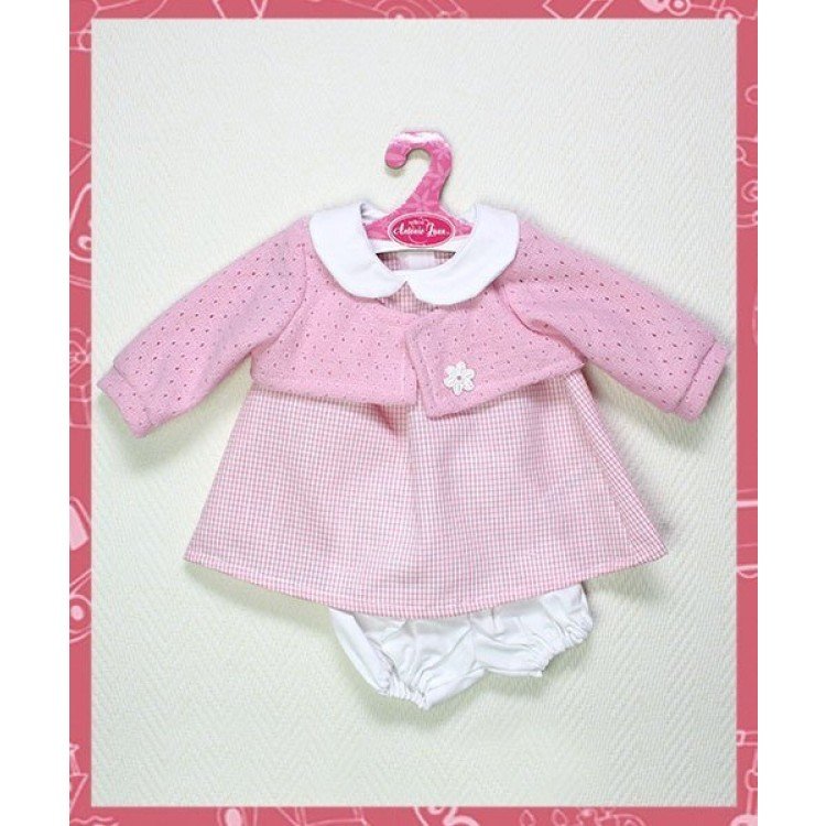 Vestido rosa cuadros con chaqueta rosa de punto 40-42 cm