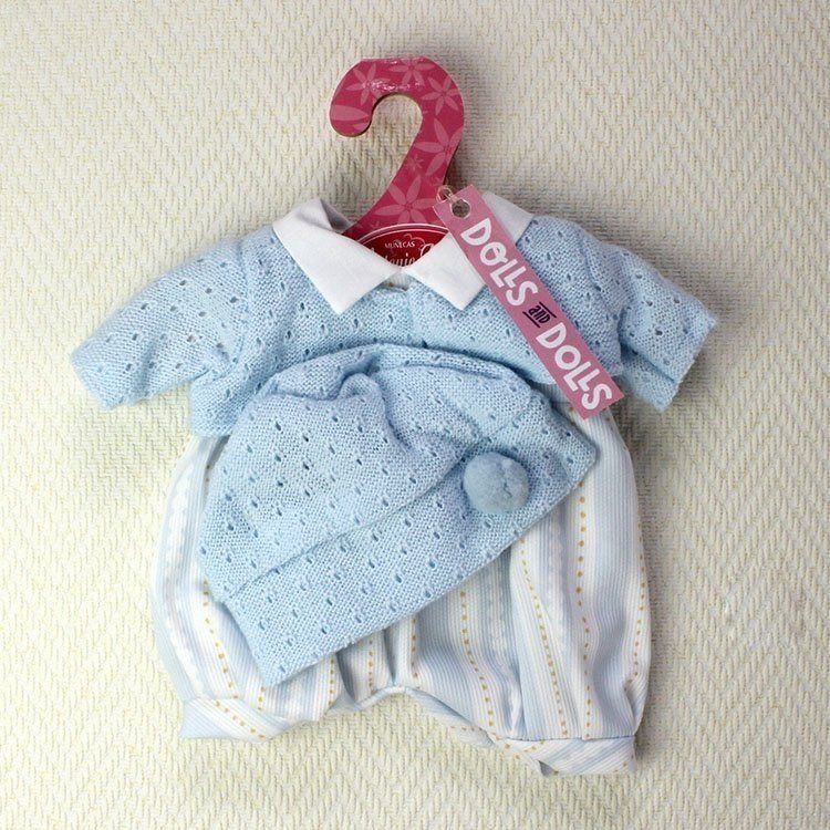 Completo bambola Antonio Juan - Pagliaccetto a righe con giacca blu e cappello 26-27 cm