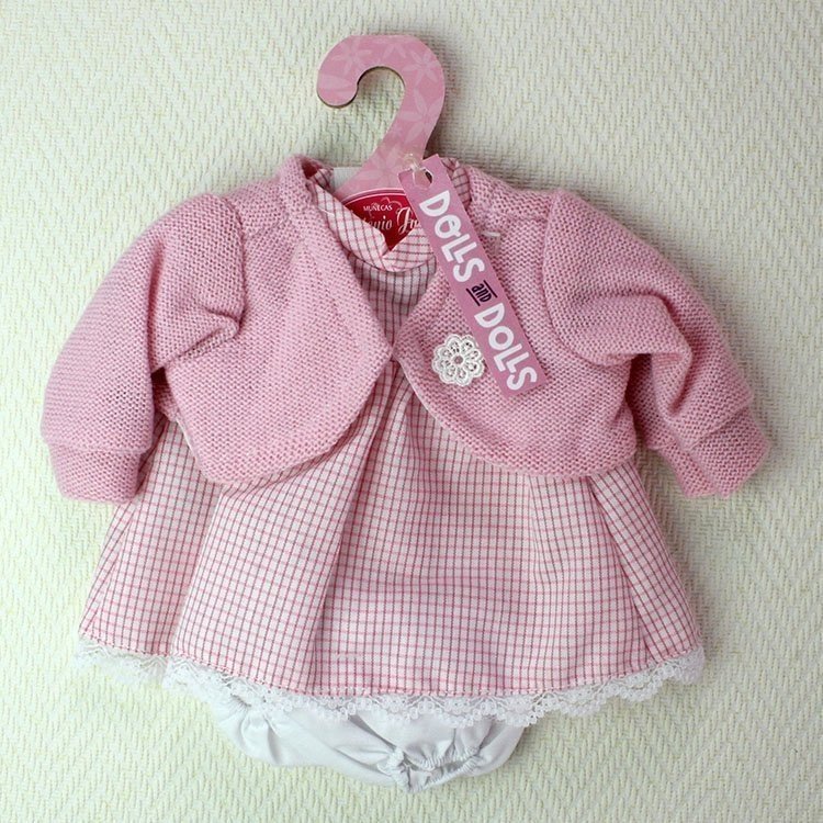 Abito rosa a scacchi con giacca rosa 33-34 cm