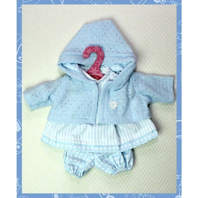 Vestido rayas y cuadros con chaqueta azul 33-34 cm