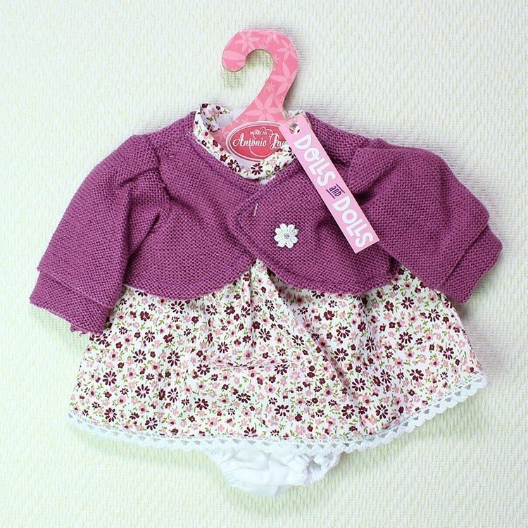 Abito con fiori rosa e viola e giacca viola 33-34 cm