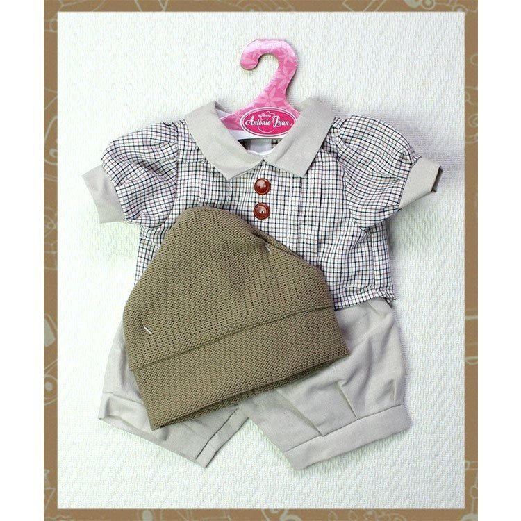 Completo a scacchi marrone con cappello marrone scuro 40-42 cm