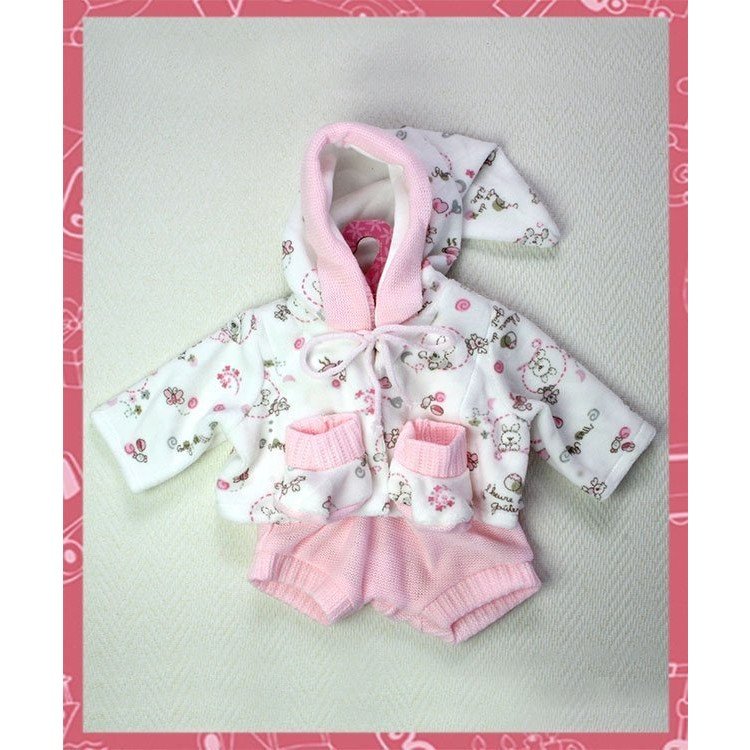 Tutine rosa con giacca con cappuccio e stivaletti 40-42 cm