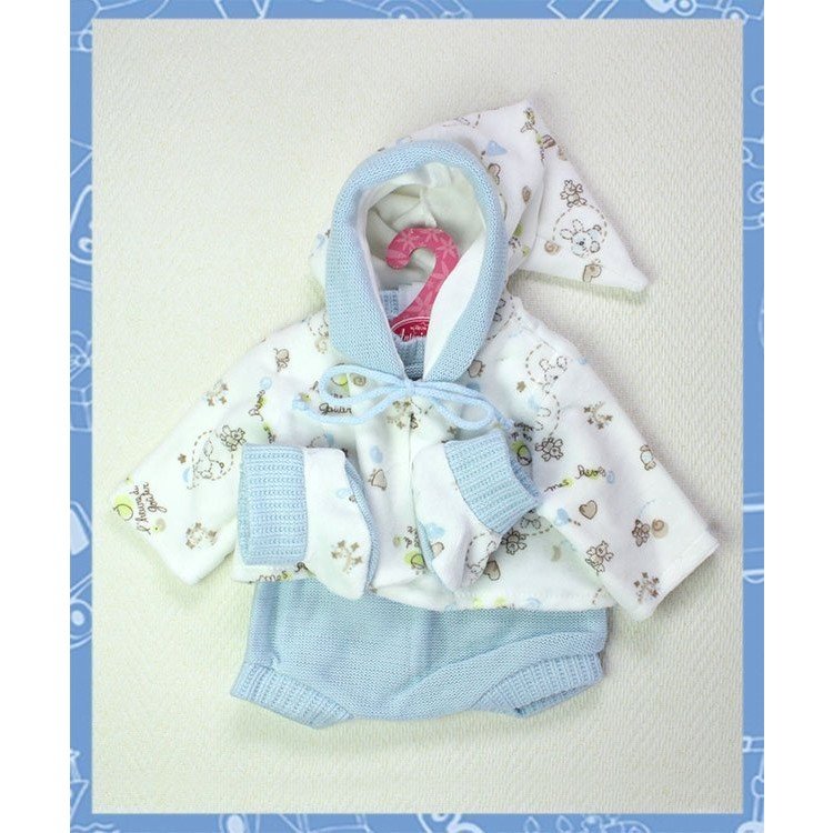 Tutine blu con giacca con cappuccio e stivaletti 40-42 cm