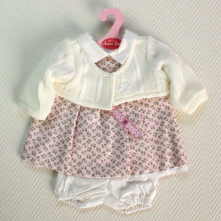 Completo bambola Antonio Juan - Abito rosa floreale con giacca beige 40-42 cm