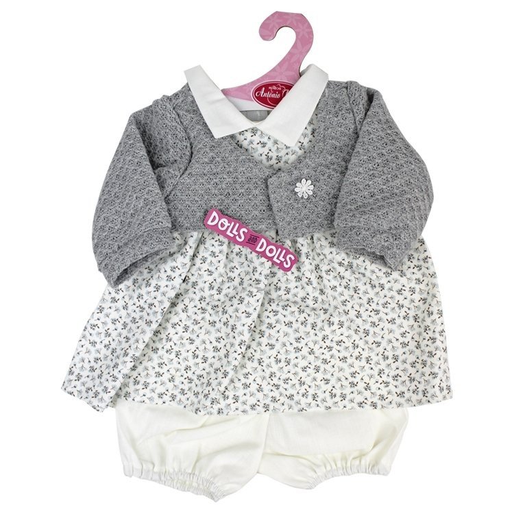 Completo bambola Antonio Juan 40-42 cm - Abito stampa floreale con giacca grigia