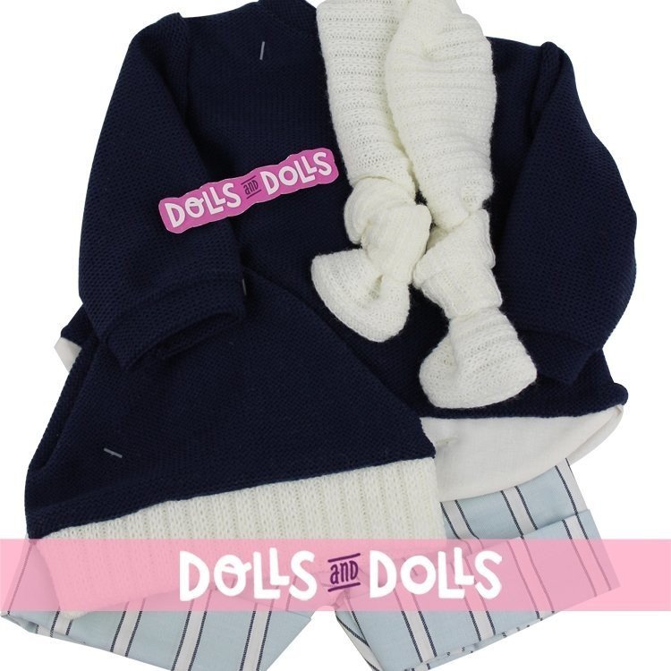 Completo bambola Antonio Juan 40-42 cm - Completo blu navy con cappello e sciarpa