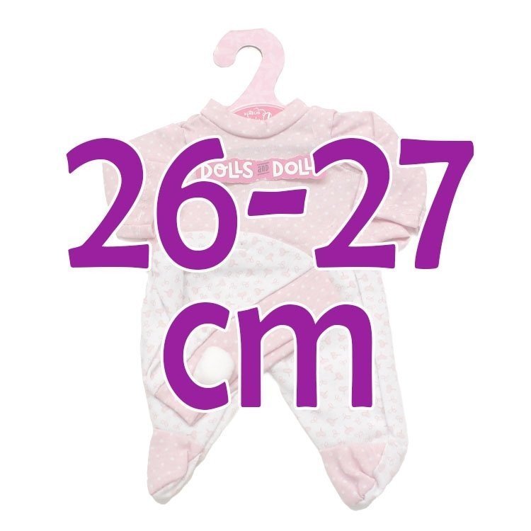 Completo per bambola Antonio Juan 26-27 cm - Pigiama rosa e bianco con cappello